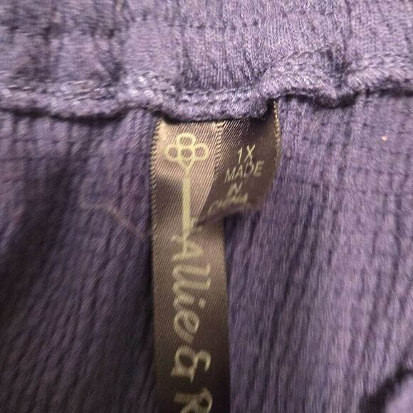 Allie & Rob Womens Navy Blue White Embroidered Short Sleeve Peasant Blouse 1X - Picture 6 of 10